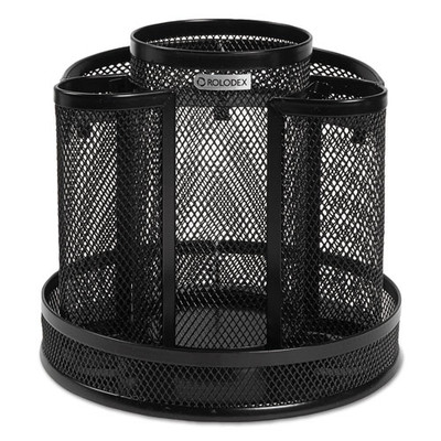 Wire Mesh Spinning Desk Sorter, 8 Compartments, Steel Mesh, 6.5" Diameter X 6.5"h, Black Wire Mesh Spinning Desk Sorter, 8 Compartments, Steel Mesh, 6.5" Diameter X 6.5"h, Black