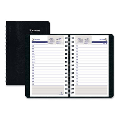 Duraglobe Daily Planner, 30-minute Appointments, 8 X 5, Black Soft Cover, 12-month (jan To Dec): 2022