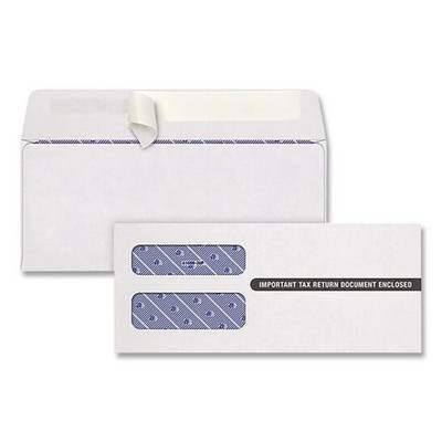 1099 Double Window Envelope, Commercial Flap, Self-adhesive Closure, Contemporary Seam, 3.75 X 8.75, White, 24/pack