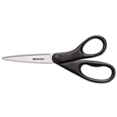 Design Line Straight Stainless Steel Scissors, 8" Long, 3.13" Cut Length, Black Straight Handle Design Line Straight Stainless Steel Scissors, 8" Long, 3.13" Cut Length, Black Straight Handle