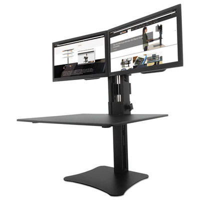 High Rise Dual Monitor Standing Desk Workstation, 28" X 23" X 10.5" To 15.5", Black - VISVCTDC350A