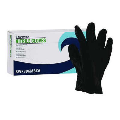 Disposable General-purpose Powder-free Nitrile Gloves, Medium, Black, 4.4 Mil, 100/box
