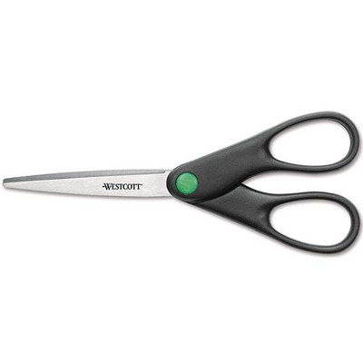 Kleenearth Scissors, Pointed Tip, 7" Long, 2.75" Cut Length, Black Straight Handle