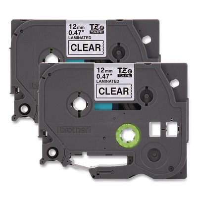 Tze Standard Adhesive Laminated Labeling Tapes, 0.47" X 26.2 Ft, Black On Clear, 2/pack