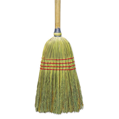 Upright Corn/fiber Broom, Plastic Bristles, 56" Overall Length, Natural, 6/carton