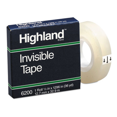 Invisible Permanent Mending Tape, 1" Core, 0.5" X 36 Yds, Clear Invisible Permanent Mending Tape, 1" Core, 0.5" X 36 Yds, Clear