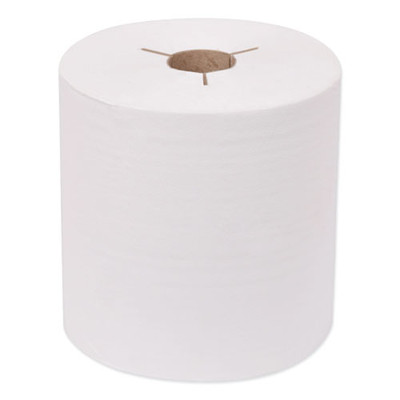 Universal Hand Towel Roll, Notched, 7.5" X 630 Ft, White, 6 Rolls/carton