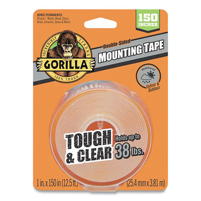 Tough & Clear Double-sided Mounting Tape, Permanent, Holds Up To 0.25 Lb Per Inch, 1" X 12.5 Ft, Clear Tough & Clear Double-sided Mounting Tape, Permanent, Holds Up To 0.25 Lb Per Inch, 1" X 12.5 Ft, Clear