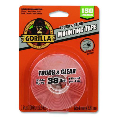 Tough & Clear Double-sided Mounting Tape, Permanent, Holds Up To 0.25 Lb Per Inch, 1" X 12.5 Ft, Clear