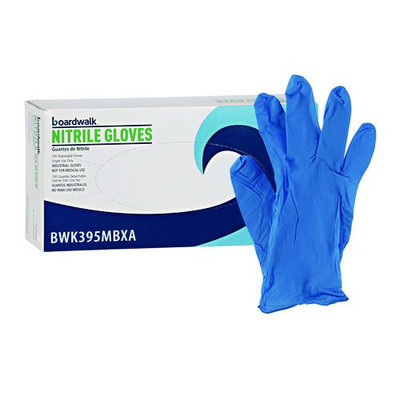 Disposable Powder-free Nitrile Gloves, Medium, Blue, 5 Mil, 100/box - VISBWK395MBXA