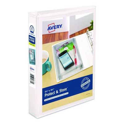 Mini Size Protect And Store View Binder With Round Rings, 3 Rings, 1" Capacity, 8.5 X 5.5, White