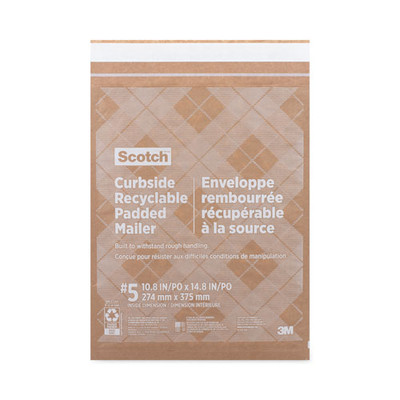 Curbside Recyclable Padded Mailer, #5, Self-adhesive Closure, Interior Dimensions: 10.8 X 14.8, Natural Kraft, 100/carton