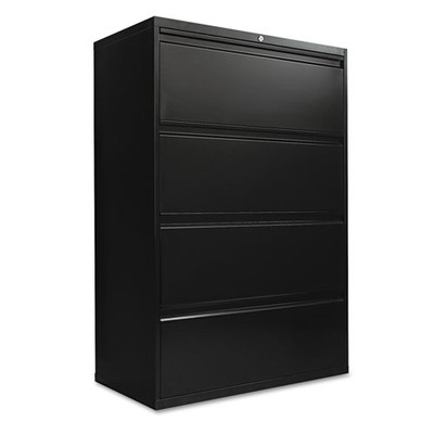 Lateral File, 4 Legal/letter-size File Drawers, Black, 36" X 18" X 52.5" Lateral File, 4 Legal/letter-size File Drawers, Black, 36" X 18" X 52.5"