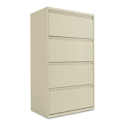 Lateral File, 4 Legal/letter-size File Drawers, Putty, 30" X 18" X 52.5" Lateral File, 4 Legal/letter-size File Drawers, Putty, 30" X 18" X 52.5"