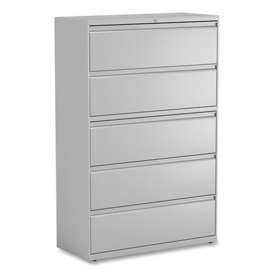 Lateral File, 5 Legal/letter/a4/a5-size File Drawers, 1 Roll-out Posting Shelf, Light Gray, 42" X 18" X 64.25"