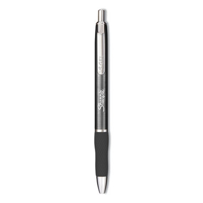 S-gel Premium Metal Barrel Gel Pen, Retractable, Medium 0.7 Mm, Black Ink, Gun Metal Gray Barrel, Dozen - VISSAN2147528