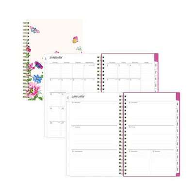 Fly By Frosted Weekly/monthly Planner, Fly By Butterflies Artwork, 8 X 5, Blush/pink Cover, 12-month (jan To Dec): 2023