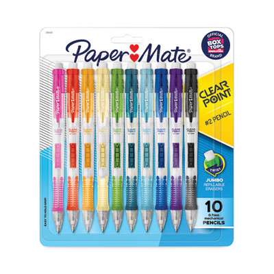 Clear Point Mechanical Pencil, 0.7 Mm, Hb (#2), Black Lead, Assorted Barrel Colors, 10/pack Clear Point Mechanical Pencil, 0.7 Mm, Hb (#2), Black Lead, Assorted Barrel Colors, 10/pack