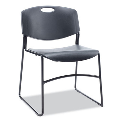 Alera Resin Stacking Chair, Supports Up To 275 Lb, Black Seat/back, Black Base, 4/carton