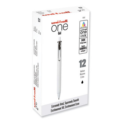 Unione Gel Pen, Retractable, Medium 0.7 Mm, Black Ink, White Barrel, Dozen Unione Gel Pen, Retractable, Medium 0.7 Mm, Black Ink, White Barrel, Dozen