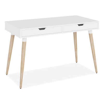 Workspace By Alera Scandinavian Writing Desk, 47.24" X 23.62" X 29.53", White/beigewood