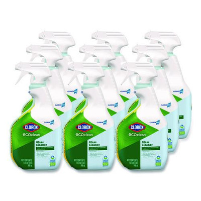 Clorox Pro Ecoclean Glass Cleaner, Unscented, 32 Oz Spray Bottle, 9/carton