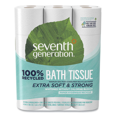 100% Recycled Bathroom Tissue, Septic Safe, 2-ply, White, 240 Sheets/roll, 24/pack, 2 Packs/carton
