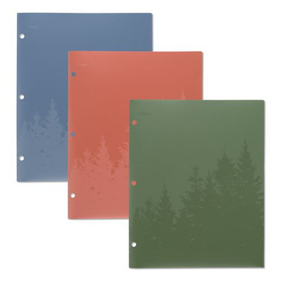 Recycled Plastic Two-pocket Folder, 11" X 8.5", Randomly Assorted