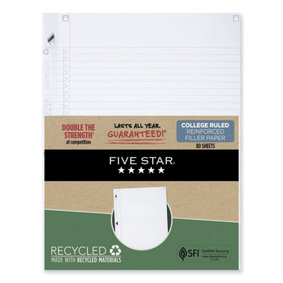 Reinforced Filler Paper Plus Study App, 3-hole, 8.5 X 11, College Rule, 80/pack Reinforced Filler Paper Plus Study App, 3-hole, 8.5 X 11, College Rule, 80/pack