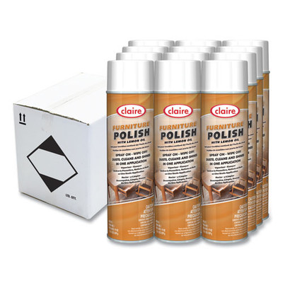 Furniture Polish With Lemon Oil, Lemon Scent; 19 Oz Aerosol Spray, Dozen Furniture Polish With Lemon Oil, Lemon Scent; 19 Oz Aerosol Spray, Dozen