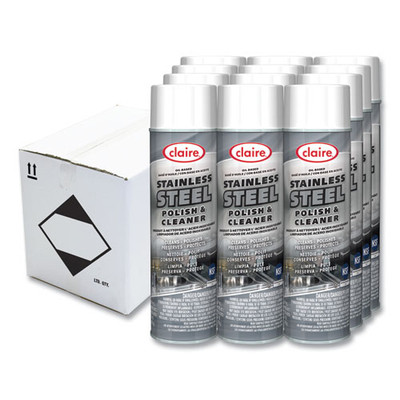 Stainless Steel Polish And Cleaner, Lemon Scent, 15 Oz Aerosol Spray, Dozen Stainless Steel Polish And Cleaner, Lemon Scent, 15 Oz Aerosol Spray, Dozen