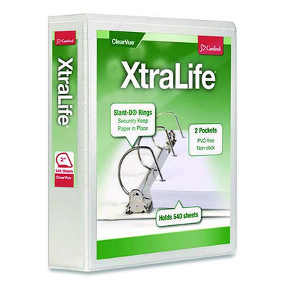 Xtralife Clearvue Non-stick Locking Slant-d Ring Binder, 3 Rings, 2" Capacity, 11 X 8.5, White