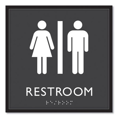 Ada Sign, Unisex Restroom, Plastic, 8 X 8, Clear/white Ada Sign, Unisex Restroom, Plastic, 8 X 8, Clear/white