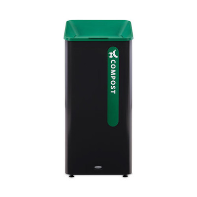 Sustain Decorative Refuse With Recycling Lid, 23 Gal, Metal/plastic, Black/green Sustain Decorative Refuse With Recycling Lid, 23 Gal, Metal/plastic, Black/green