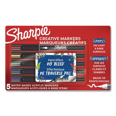 Creative Markers, Fine Brush Tip, Assorted Colors, 5/pack