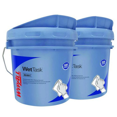 Wettask Customizable Wet Wiping System, 3.5 Gal, Blue, 2/carton