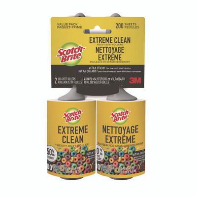 Extreme Clean Lint Roller, 4" X 54.59 Ft, 100 Sheets/roll, 2/pack Extreme Clean Lint Roller, 4" X 54.59 Ft, 100 Sheets/roll, 2/pack