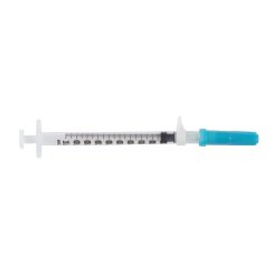 Safety Tuberculin Syringe with Needle Magellan 1 mL 1/2 Inch 28 Gauge Sliding Safety Needle Regular Wall Safety Tuberculin Syringe with Needle Magellan 1 mL 1/2 Inch 28 Gauge Sliding Safety Needle Regular Wall