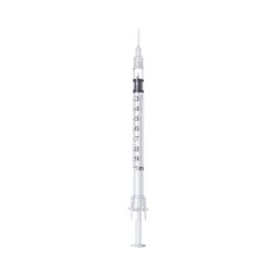 Safety Tuberculin Syringe with Needle Sol-Care 1 mL 1/2 Inch 30 Gauge Retractable Safety Needle Regular Wall