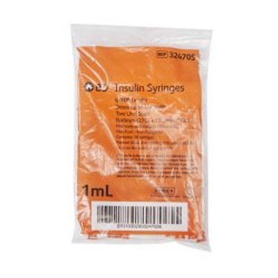 Standard Insulin Syringe with Needle Ultra-Fine Lo-Dose 1 mL 1/2 Inch 27 Gauge NonSafety Regular Wall
