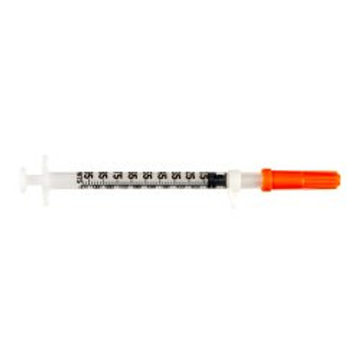 Safety Insulin Syringe with Needle Magellan 1 mL 1/2 Inch 29 Gauge Sliding Safety Needle Regular Wall