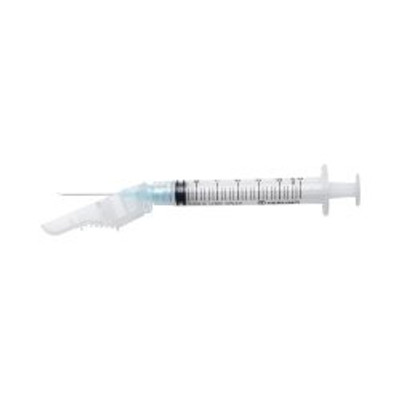 Safety Hypodermic Syringe with Needle SurGuard® 3 mL 1 Inch 23 Gauge Hinged Safety Needle Ultra Thin Wall Safety Hypodermic Syringe with Needle SurGuard® 3 mL 1 Inch 23 Gauge Hinged Safety Needle Ultra Thin Wall