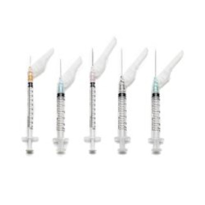 Safety Hypodermic Syringe with Needle SurGuard® 3 mL 1 Inch 21 Gauge Hinged Safety Needle Ultra Thin Wall Safety Hypodermic Syringe with Needle SurGuard® 3 mL 1 Inch 21 Gauge Hinged Safety Needle Ultra Thin Wall