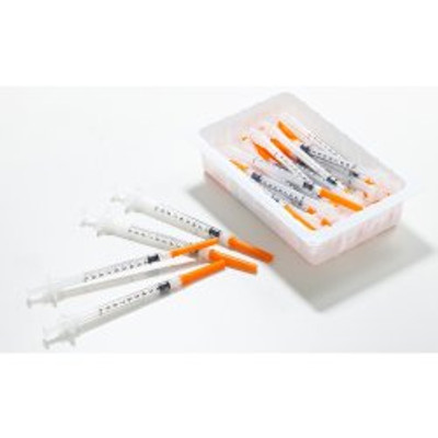 Safety Hypodermic Syringe with Needle Sol-Care 1 mL 1 Inch 25 Gauge Retractable Safety Needle Regular Wall