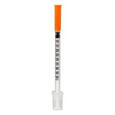 Standard Insulin Syringe with Needle Sol-M 0.5 mL 1/2 Inch 28 Gauge NonSafety Regular Wall