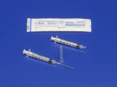 Standard Hypodermic Syringe with Needle Monoject 3 mL 1/4 Inch 25 Gauge NonSafety Regular Wall