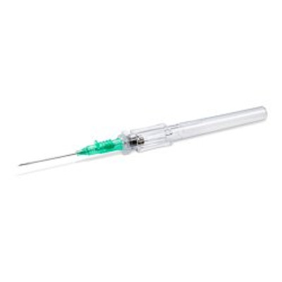 Peripheral IV Catheter TrueSafe BC 18 Gauge 1.16 Inch Polyurethane Straight Hub Blood Control Push Button Safety