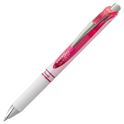 Energel Rtx Gel Pen, Retractable, Medium 0.7 Mm, Pink Ink, White/pink Barrel Energel Rtx Gel Pen, Retractable, Medium 0.7 Mm, Pink Ink, White/pink Barrel
