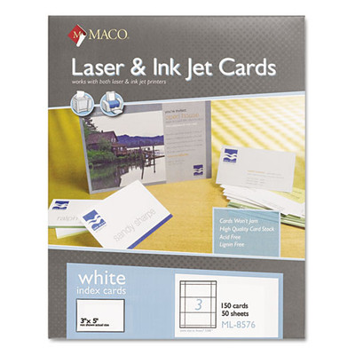 Unruled Microperforated Laser/inkjet Index Cards, 3 X 5, White, 150 Cards, 3 Cards/sheet, 50 Sheets/box Unruled Microperforated Laser/inkjet Index Cards, 3 X 5, White, 150 Cards, 3 Cards/sheet, 50 Sheets/box