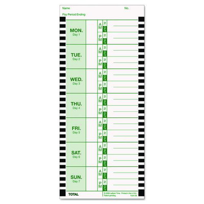Time Clock Cards For Lathem Time 800p, One Side, 4 X 9, 100/pack